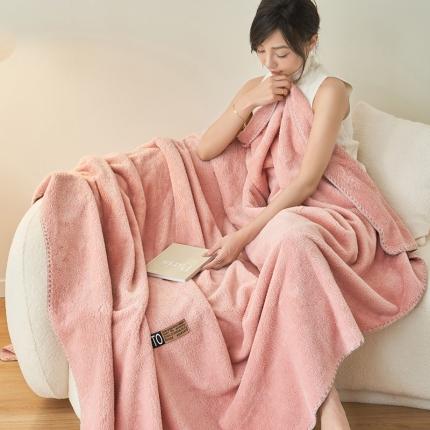 91家纺网 家纺一手货源 找家纺 晨曦家纺 2023新款高克重440克云朵绒双层毛毯高级贝壳边加厚毯子 云朵绒-樱花粉