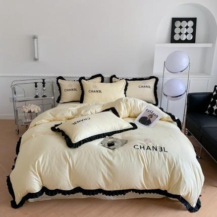 91家纺网 家纺一手货源 找家纺 （总）吾欢心 2025秋冬新款华夫格暖小棉小香风邂逅系列四件套