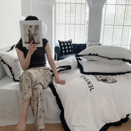 吾欢心 2025新款华夫格暖小棉小香风邂逅系列四件套 小香风邂逅白