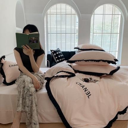 吾欢心 2025新款华夫格暖小棉小香风邂逅系列四件套 小香风邂逅粉