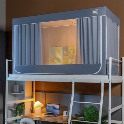 91家纺网 家纺一手货源 找家纺 学生上下铺床 帘蚊帐支架一体式单人男女寝室床幔遮挡帘0.9m米床