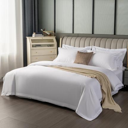2024新款五星级酒店宾馆四件套民宿喷气纯棉全棉40s贡缎纯白三件套