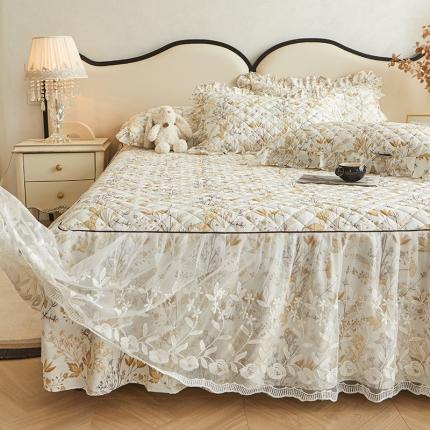 91家纺网 家纺一手货源 找家纺 好眠好梦 2023新款情人节系列--全棉蕾丝夹棉床裙 桂语