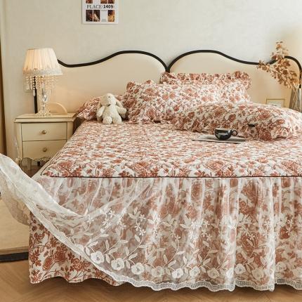 91家纺网 家纺一手货源 找家纺 好眠好梦 2023新款情人节系列--全棉蕾丝夹棉床裙 爵士