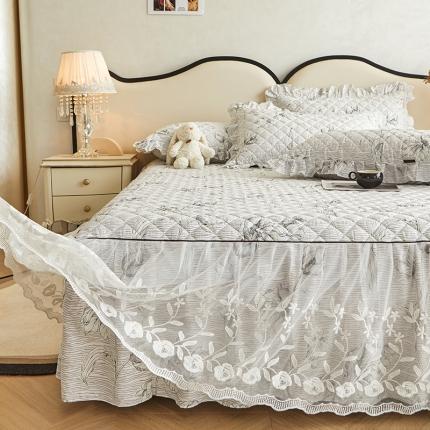 91家纺网 家纺一手货源 找家纺 好眠好梦 2023新款情人节系列--全棉蕾丝夹棉床裙 可夏