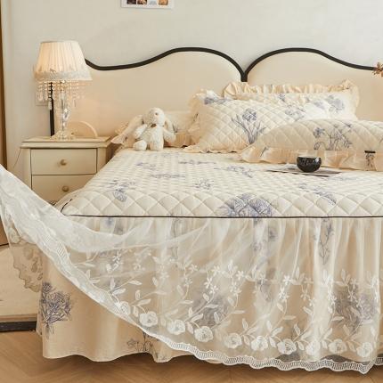 91家纺网 家纺一手货源 找家纺 好眠好梦 2023新款情人节系列--全棉蕾丝夹棉床裙 探戈