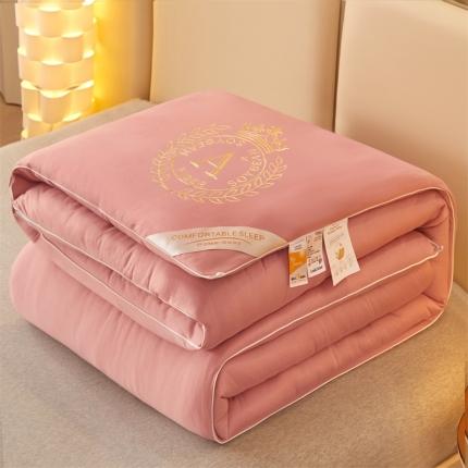 恒畅 2023新款A类针织棉大豆刺绣秋冬被冬被 香妃粉