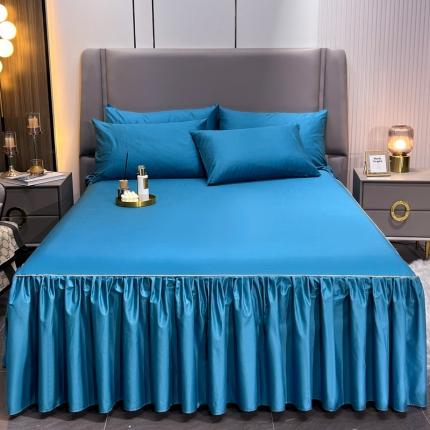 91家纺网 家纺一手货源 找家纺 恋尚 2023新款13372喷气全棉床裙 宝蓝