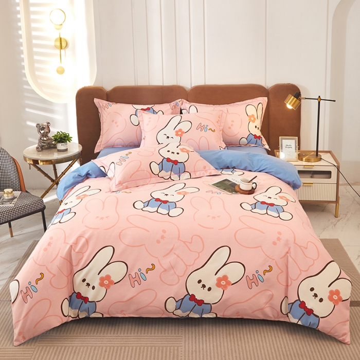 91家纺网 家纺一手货源 找家纺 雲归梦 2023新款全棉AB版加厚四件套 摇篮曲 粉