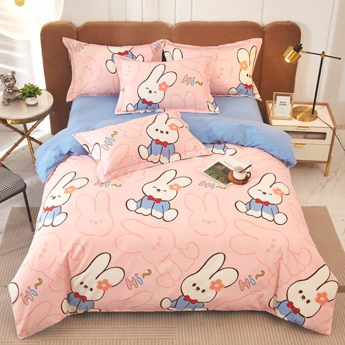 91家纺网 家纺一手货源 找家纺 雲归梦 2023新款全棉AB版加厚四件套 摇篮曲 粉