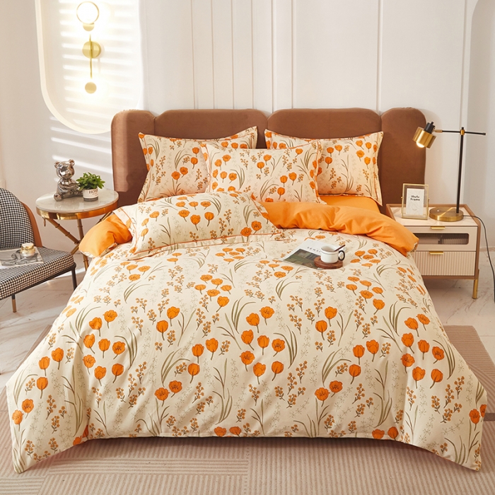 91家纺网 家纺一手货源 找家纺 雲归梦 2023新款全棉AB版加厚四件套 简若花境 米