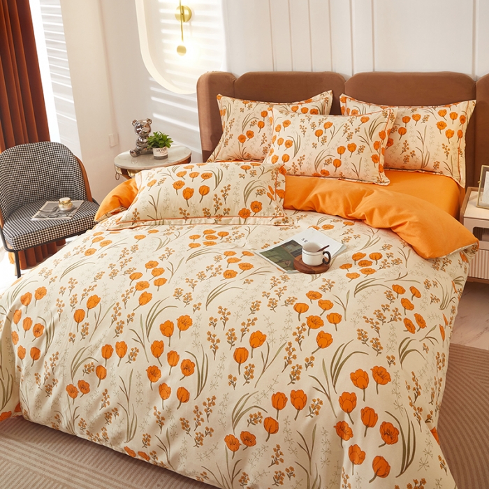 91家纺网 家纺一手货源 找家纺 雲归梦 2023新款全棉AB版加厚四件套 简若花境 米