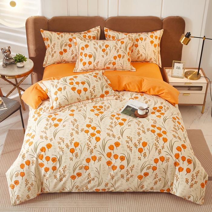 91家纺网 家纺一手货源 找家纺 雲归梦 2023新款全棉AB版加厚四件套 简若花境 米