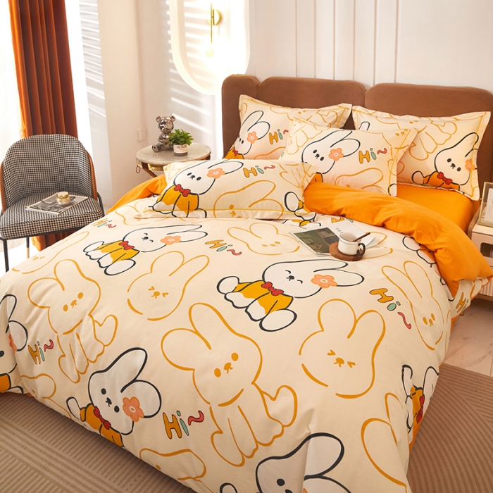 91家纺网 家纺一手货源 找家纺 雲归梦 2023新款全棉AB版加厚四件套 摇篮曲 米