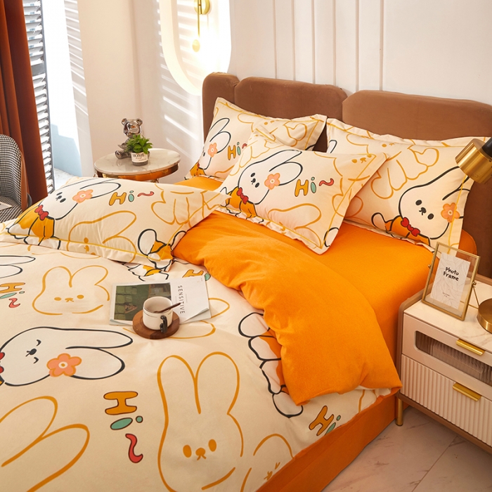 91家纺网 家纺一手货源 找家纺 雲归梦 2023新款全棉AB版加厚四件套 摇篮曲 米