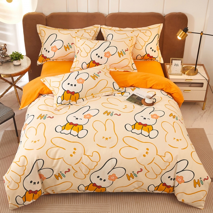 91家纺网 家纺一手货源 找家纺 雲归梦 2023新款全棉AB版加厚四件套 摇篮曲 米