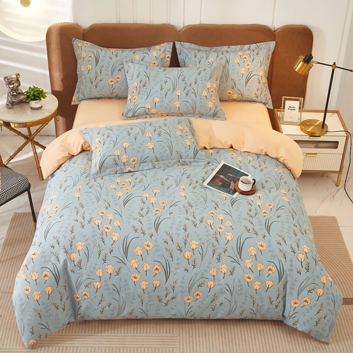 91家纺网 家纺一手货源 找家纺 雲归梦 2023新款全棉AB版加厚四件套 简若花境  兰