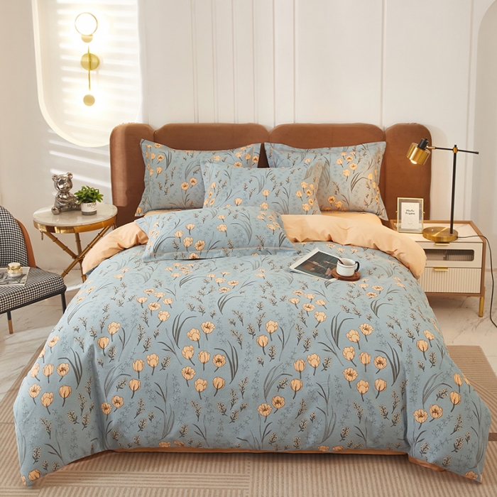 91家纺网 家纺一手货源 找家纺 雲归梦 2023新款全棉AB版加厚四件套 简若花境  兰