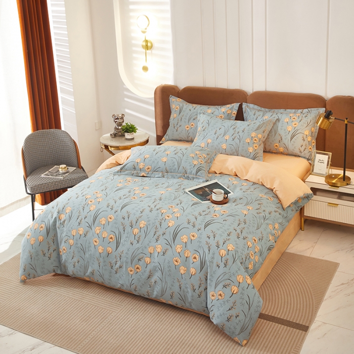 91家纺网 家纺一手货源 找家纺 雲归梦 2023新款全棉AB版加厚四件套 简若花境  兰