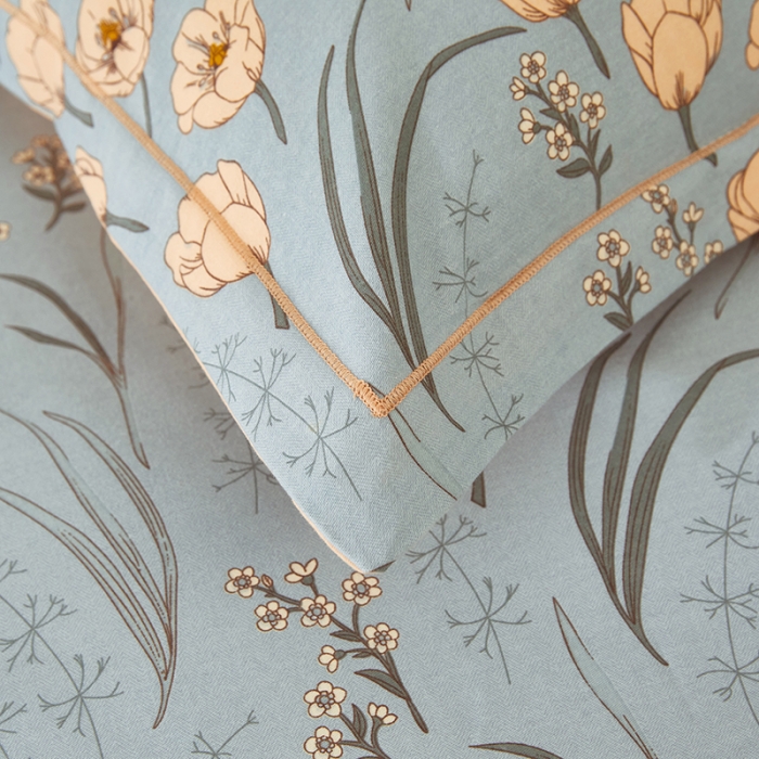 91家纺网 家纺一手货源 找家纺 雲归梦 2023新款全棉AB版加厚四件套 简若花境  兰