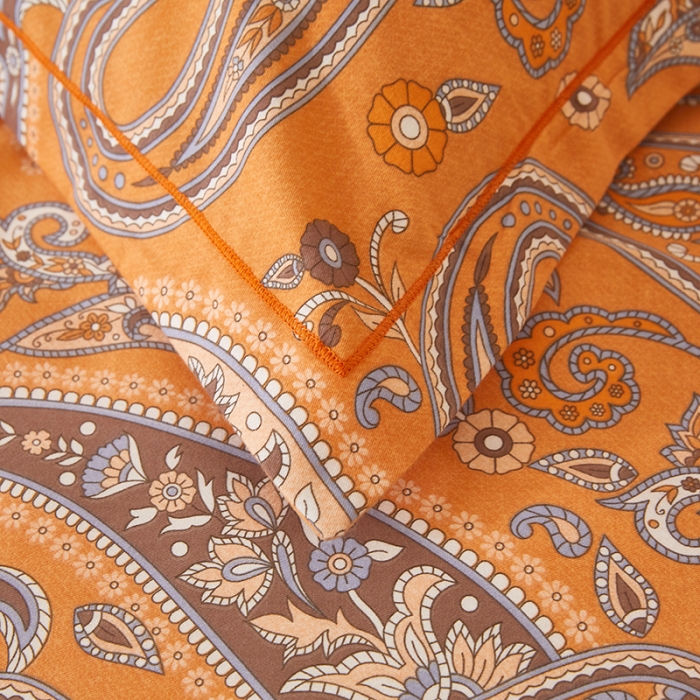 91家纺网 家纺一手货源 找家纺 雲归梦 2023新款全棉AB版加厚四件套 佩兹利 桔