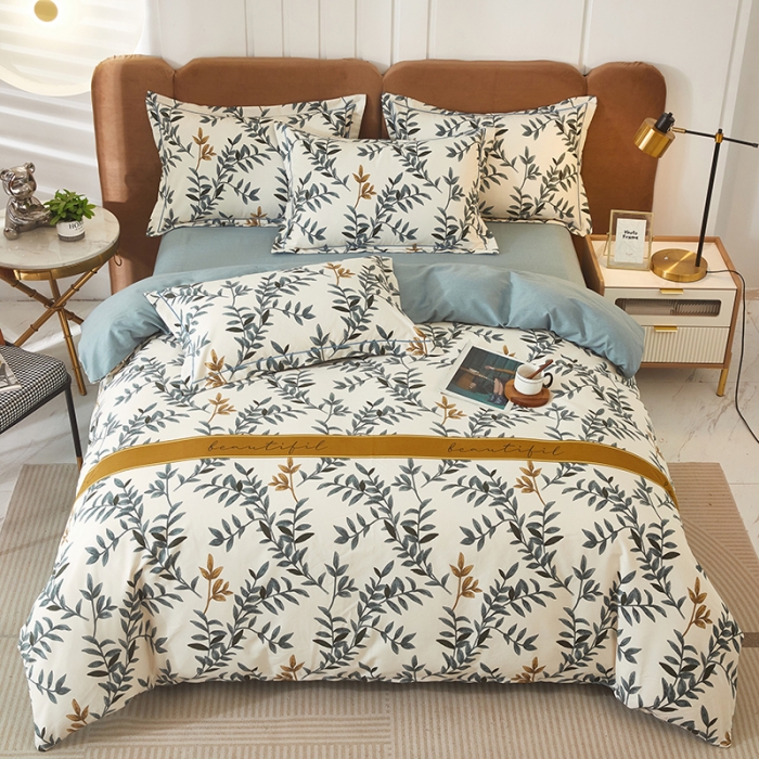 91家纺网 家纺一手货源 找家纺 雲归梦 2023新款全棉AB版加厚四件套 青青子衿 兰