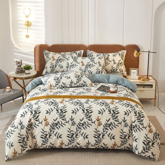 91家纺网 家纺一手货源 找家纺 雲归梦 2023新款全棉AB版加厚四件套 青青子衿 兰