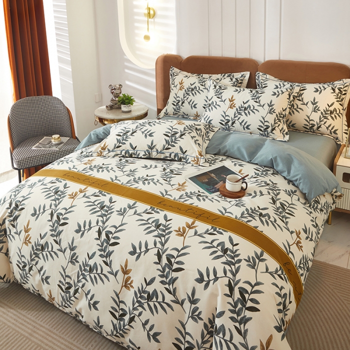 91家纺网 家纺一手货源 找家纺 雲归梦 2023新款全棉AB版加厚四件套 青青子衿 兰