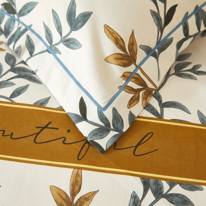 91家纺网 家纺一手货源 找家纺 雲归梦 2023新款全棉AB版加厚四件套 青青子衿 兰