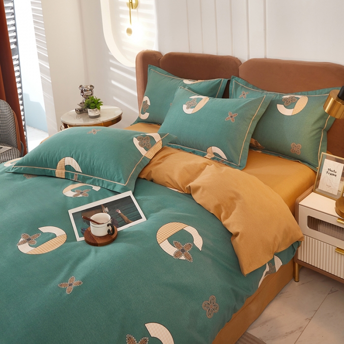 91家纺网 家纺一手货源 找家纺 雲归梦 2023新款全棉AB版加厚四件套 轻奢范