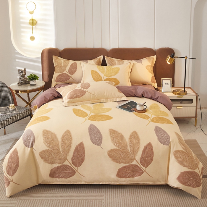 91家纺网 家纺一手货源 找家纺 雲归梦 2023新款全棉AB版加厚四件套 若烟 米