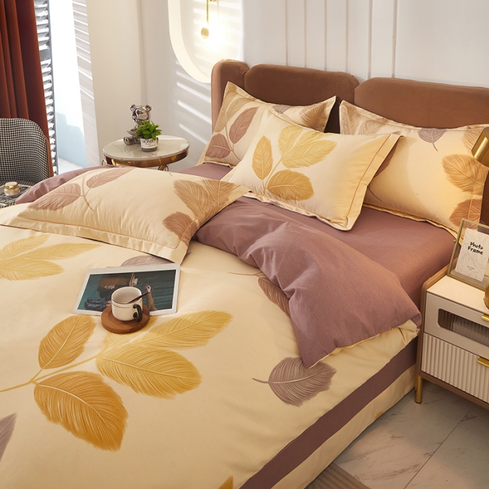 91家纺网 家纺一手货源 找家纺 雲归梦 2023新款全棉AB版加厚四件套 若烟 米