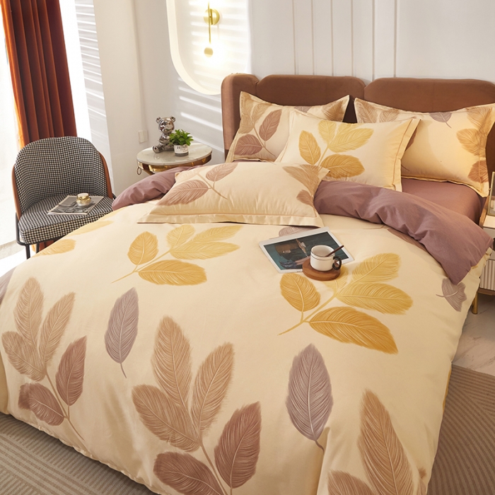 91家纺网 家纺一手货源 找家纺 雲归梦 2023新款全棉AB版加厚四件套 若烟 米