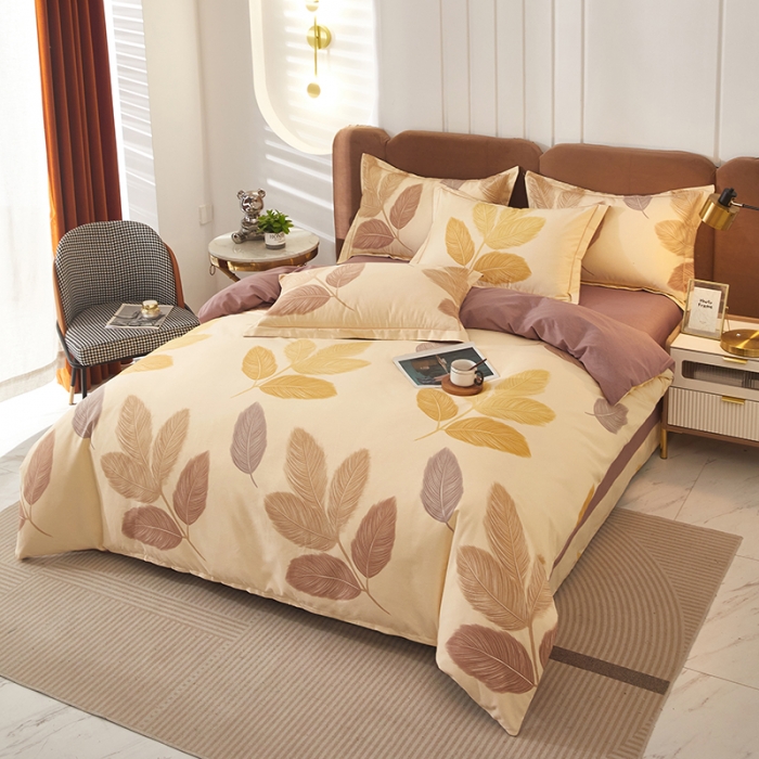 91家纺网 家纺一手货源 找家纺 雲归梦 2023新款全棉AB版加厚四件套 若烟 米