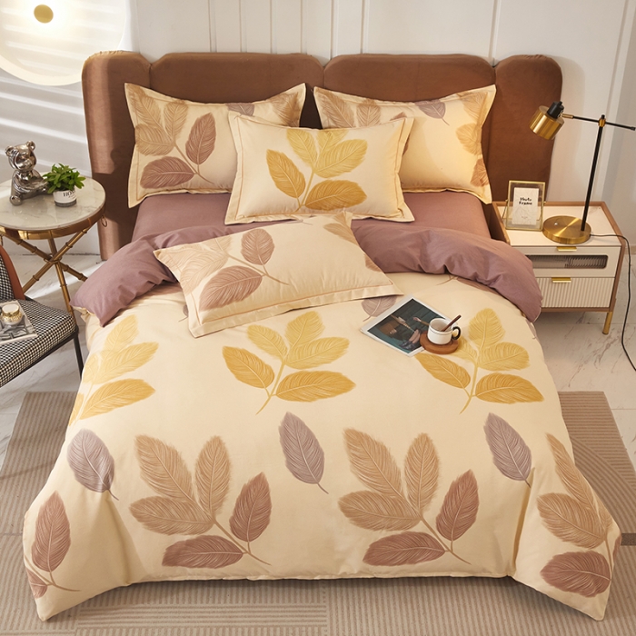 91家纺网 家纺一手货源 找家纺 雲归梦 2023新款全棉AB版加厚四件套 若烟 米