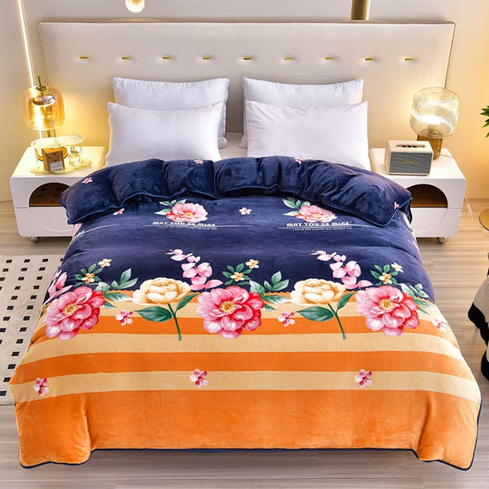 91家纺网 家纺一手货源 找家纺 贝诗梦 2022新款加厚230克9斤牛奶绒金貂绒四件套牡丹花开