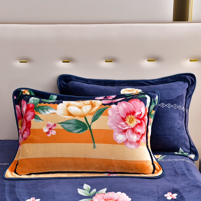 91家纺网 家纺一手货源 找家纺 贝诗梦 2022新款加厚230克9斤牛奶绒金貂绒四件套牡丹花开