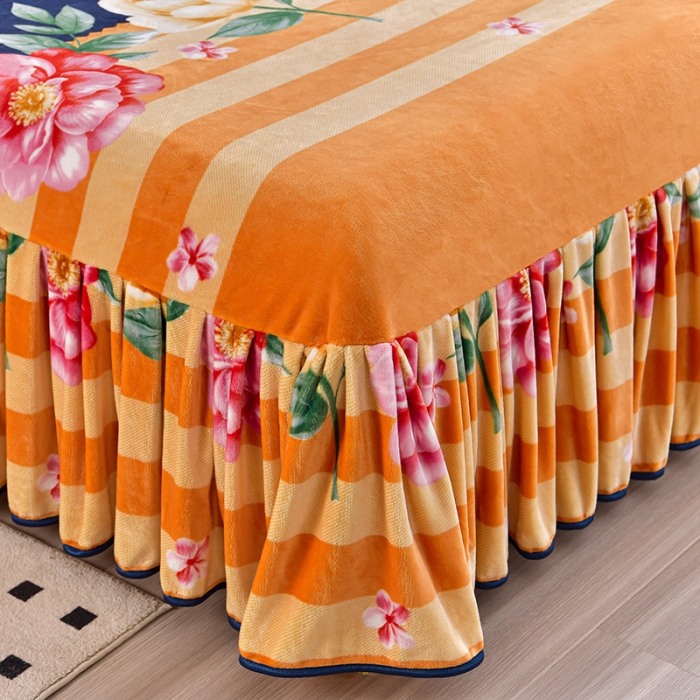 91家纺网 家纺一手货源 找家纺 贝诗梦 2022新款加厚230克9斤牛奶绒金貂绒四件套牡丹花开