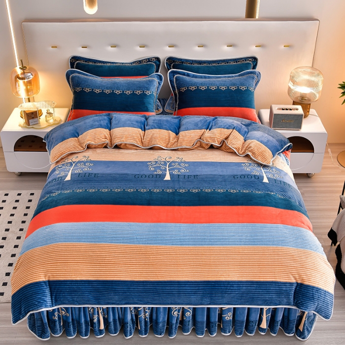 91家纺网 家纺一手货源 找家纺 贝诗梦 2022新款加厚230克9斤牛奶绒金貂绒四件套美好生活