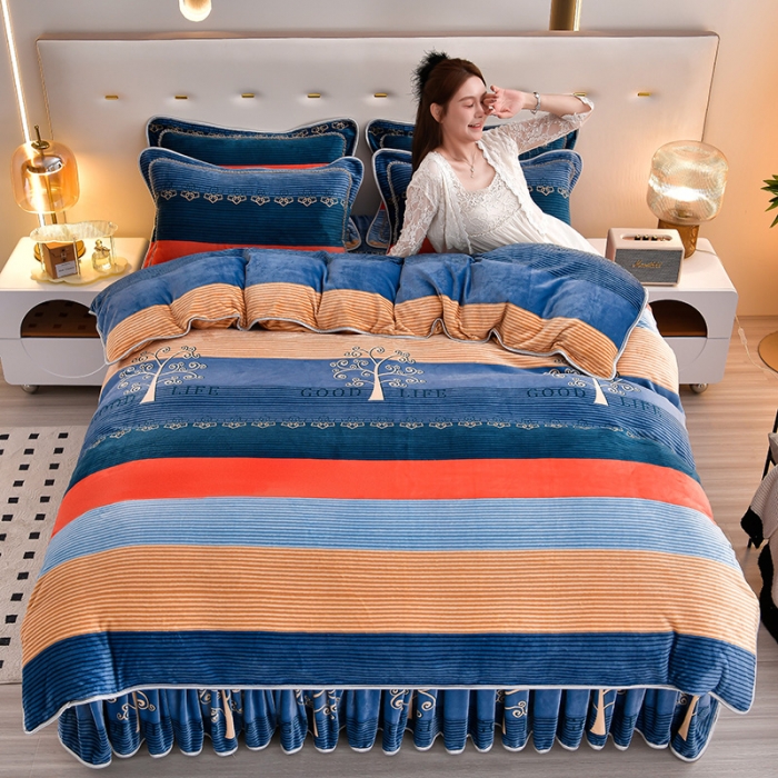 91家纺网 家纺一手货源 找家纺 贝诗梦 2022新款加厚230克9斤牛奶绒金貂绒四件套美好生活