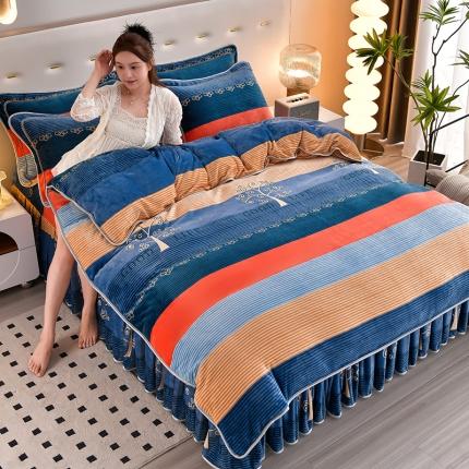 91家纺网 家纺一手货源 找家纺 贝诗梦 2025直播8.5斤高克重牛奶绒金貂法莱绒保暖四件套 朱丽叶