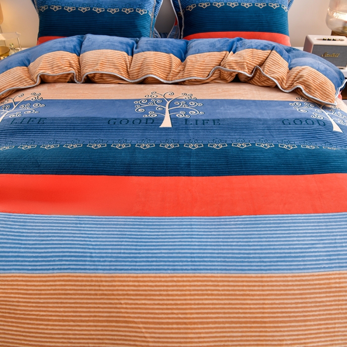 91家纺网 家纺一手货源 找家纺 贝诗梦 2022新款加厚230克9斤牛奶绒金貂绒四件套美好生活