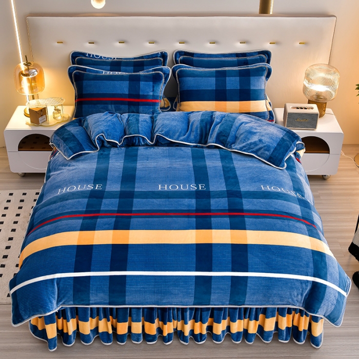 91家纺网 家纺一手货源 找家纺 贝诗梦 2022新款加厚230克9斤牛奶绒金貂绒四件套宝利格