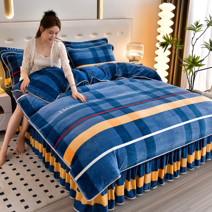 91家纺网 家纺一手货源 找家纺 贝诗梦 2022新款加厚230克9斤牛奶绒金貂绒四件套宝利格