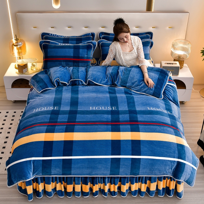 91家纺网 家纺一手货源 找家纺 贝诗梦 2022新款加厚230克9斤牛奶绒金貂绒四件套宝利格