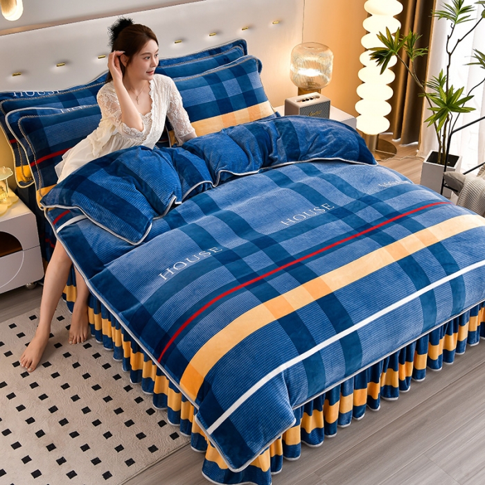 91家纺网 家纺一手货源 找家纺 贝诗梦 2022新款加厚230克9斤牛奶绒金貂绒四件套宝利格