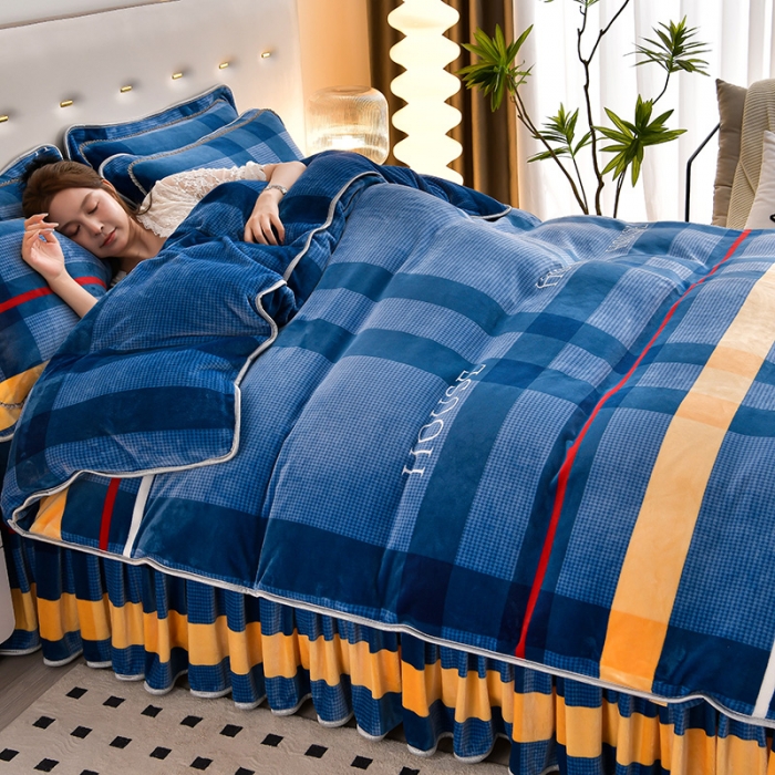 91家纺网 家纺一手货源 找家纺 贝诗梦 2022新款加厚230克9斤牛奶绒金貂绒四件套宝利格