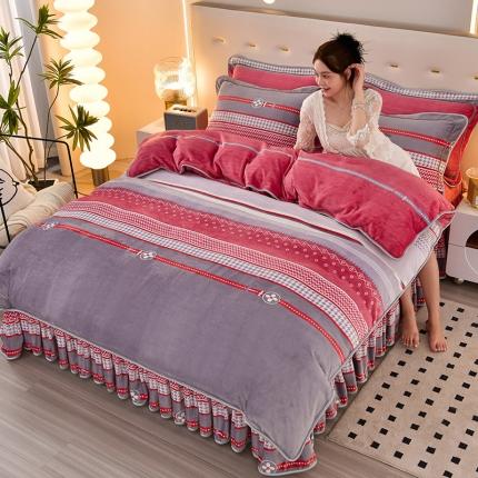 91家纺网 家纺一手货源 找家纺 贝诗梦 2022新款加厚230克9斤牛奶绒金貂绒四件套时尚潮流