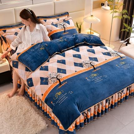 91家纺网 家纺一手货源 找家纺 贝诗梦 2022新款加厚230克9斤牛奶绒金貂绒四件套许愿树