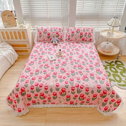 91家纺网 家纺一手货源 找家纺 岚吉 2025新款精梳棉珍珠棉小仙女款床盖三件套 花丛兔